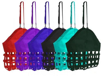 Webbed nylon slow feed hay bag
