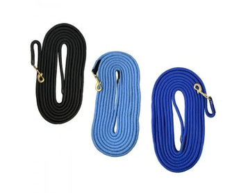 Heavy Duty 25' flat cotton lunge line with brass snap.