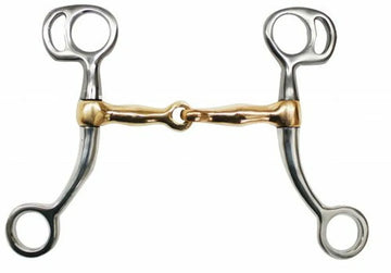Showman ® Stainless Steel Tom Thumb Bit with 5" Copper Wrapped snaffle Mouth.