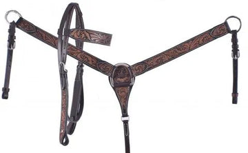 Showman Dark Brown Headstall and Breast Collar Set