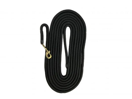Heavy Duty 25' flat cotton lunge line with brass snap.